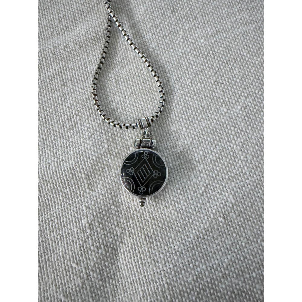 Brighton Silver Tone Reversible Enamel Love Locket Box Chain Necklace